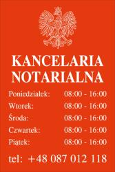  Gravírozott tábla Közjegyzői Iroda nyitvatartási idő piros 30x20 (Tabliczka Grawerowana Kancelaria Notarialna)