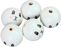  Nyomtatott fehér fagolyó nyuszi lány arccal 30mm 5db/csomag