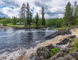 agmART Fotótapéta Tájkép Látvány Tó Fák Sziklák (Fototapety agmART)