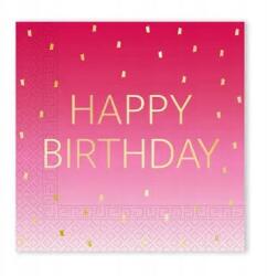 Procos Happy Birthday Golden Pink szalvéta 20 db-os 33x33 cm Fsc