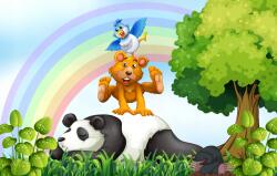 agmART Fotótapéta Gyerekek Szivárvány Mackók Állatok Rét (Fototapety agmART)