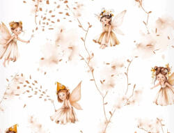  Pamutvászon textil - 160 cm / Bézs virágtündér - elfordított mintás