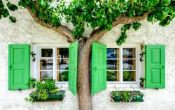 agmART Fotótapéta Fa Ablak Hálószoba Épület 380x256 (Fototapety agmART)