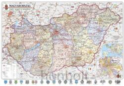  Magyarország régiói, megyéi, kistérségei és települései (1: 575 000) (ívben), 125x90 cm Műanyag léccel