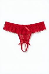 Medoosi Női sexi csipkés nyitott tanga masnis gyöngyökkel