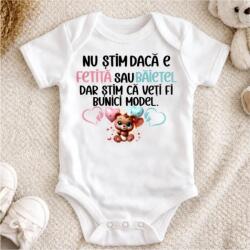 Gravolo Body personalizat cu mesajul-Nu stim daca e fetita sau baietel, dar stim ca veti fi bunici model (C1626)