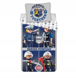 Jerry Fabrics Playmobil Heroes ágyneműhuzat 140x200 cm, 70x90 cm (PLAYMOBIL Strażak Policjant)