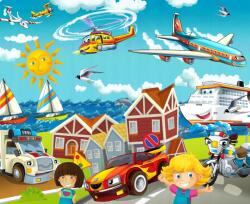 agmART Fotótapéta Gyerekeknek Repülőgép Hajó Autók (Fototapety agmART)