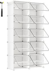 SongmicsHome KIMBERLY cipőtároló, 10 rekesz, fehér/átlátszó SongmicsHome