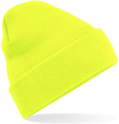 Beechfield kötött duplafalú visszahajtott sapka - Fluorescent Yellow (B045FLY)