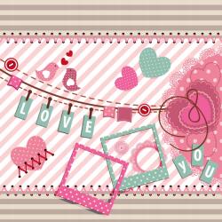 agmART Fotótapéta gyerekeknek Szívecskék Szeretet Csikok 200x130 (Fototapety agmART)