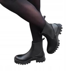  Fekete női bakancs vastag talppal F71584 méret38 (F71584)