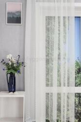 FüggönyFutár Webáruház Könnyű, pöttyes, ekrü színű, cakkos hímzéssel szegett jacquard függöny. , egyedi méretre, készre varrjuk