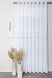 FüggönyFutár Webáruház Sanremo - Fehér színű azsúrozott vízszintes csíkos, szőttes batiszt függöny, egyedi méretre, készre varrjuk
