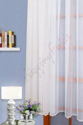FüggönyFutár Webáruház Fehér pöttyös mintás jacquard függöny, egyedi méretre, készre varrjuk