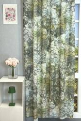 FüggönyFutár Webáruház Marva- Zöld színű nyomott virágmintás batiszt függöny, egyedi méretre, készre varrjuk