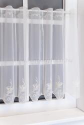 FüggönyFutár Webáruház Calabria-Fehér alapon, hímzett, krém kávémintás voile vitrázs, egyedi méretre, készre varrjuk - fuggonyfutar - 3 990 Ft