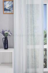 FüggönyFutár Webáruház Hastings - Krémszínű alapon kék és zöld hosszanti csíkos, szőtt, nyírt sable függöny. Ólomzsinóros, egyedi méretre, készre varrjuk