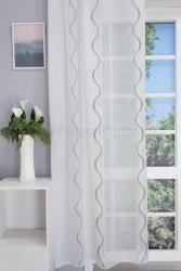 FüggönyFutár Webáruház Emma - Tört fehér, tetra sablet függöny, függőlegesen hullámzó, ezüstös színű, nyírt mintával Ólomzsinóros, egyedi méretre, készre varrjuk