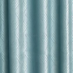 FüggönyFutár Webáruház Miron - Türkiz zöld geometrikus mintájú bársony sötétítő függöny, egyedi méretre, készre varrjuk