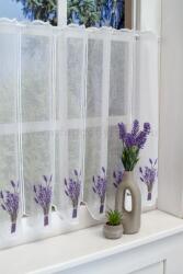 FüggönyFutár Webáruház Hímzett levendula mintás batiszt vitrázs függöny, egyedi méretre, készre varrjuk