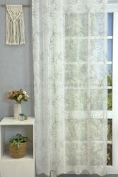 FüggönyFutár Webáruház Zelia - Elefántcsont színű hímzett levél mintás sablé függöny, egyedi méretre, készre varrjuk