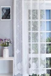 FüggönyFutár Webáruház Fehér színű, nagy rombusz mintás jacquard függöny, egyedi méretre, készre varrjuk