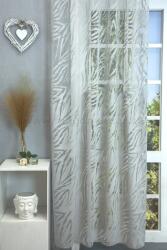 FüggönyFutár Webáruház Sandra - Szürke színű levélmintás maratott organza függöny, egyedi méretre, készre varrjuk