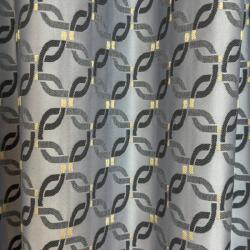 FüggönyFutár Webáruház Donovan - Szürke-fekete és arany színű gometrikus mintájú dekorációs függöny, egyedi méretre, készre varrjuk