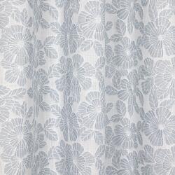 FüggönyFutár Webáruház Celeste - Bézs alapon világoskék hímzett nagy virágmintás dekor függöny, egyedi méretre, készre varrjuk