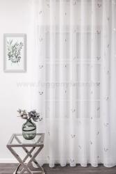 FüggönyFutár Webáruház Baccara - szürke színű, pamutvászon hatású fényáteresztő batiszt függöny, levél mintával, egyedi méretre, készre varrjuk - fuggonyfutar - 3 590 Ft