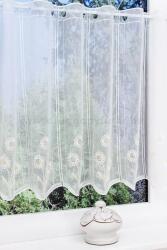 FüggönyFutár Webáruház Hímzett, margarétás vitrázs függöny, egyedi méretre, készre varrjuk