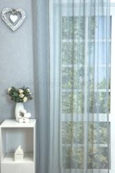 FüggönyFutár Webáruház Dolores - Jégkék színű, fényes szálbeszövéses jacquard függöny, egyedi méretre, készre varrjuk