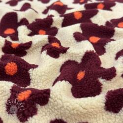  Kabát anyag TEDDY JACQUARD Flowers beige