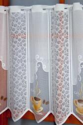 FüggönyFutár Webáruház Kávéscsésze mintás jacquard vitrázs függöny, egyedi méretre, készre varrjuk