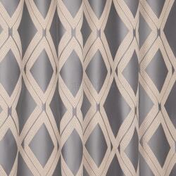 FüggönyFutár Webáruház Donovan - Szürke-barna színű geometrikus mintájú jacquard dekorfüggöny, egyedi méretre, készre varrjuk