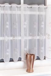 FüggönyFutár Webáruház Elba - hÍmzett bronz virágmintás vitrázs függöny, egyedi méretre, készre varrjuk