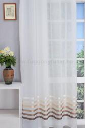 FüggönyFutár Webáruház JASMIN-02-140x245-K Bordűrös, bézs, barna csíkos, fehér sablet készfüggöny, 140x245 cm, ólomzsinóros , egyedi méretre, készre varrjuk