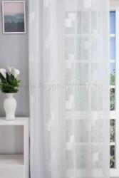 FüggönyFutár Webáruház Fehér alapon nagy fehér, szőtt-nyírt négyzetmintás tetrasablet függöny, ólomzsinóros, egyedi méretre, készre varrjuk