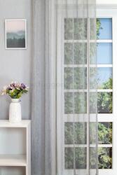 FüggönyFutár Webáruház Monet-Szürke színű, selyemfényű szálbeszövésesfényáteresztő függöny, egyedi méretre, készre varrjuk