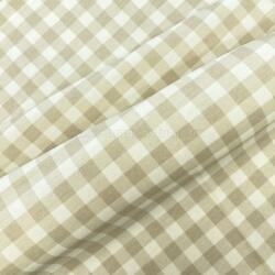 FüggönyFutár Webáruház Drapp színű nagyokckás, vízlepergető vászon dekor anyag, egyedi méretű asztalterítő, egyedi méretre, készre varrjuk