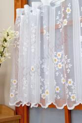FüggönyFutár Webáruház Fehér alapon sárga virágmintás jacquard vitrázs függöny , egyedi méretre, készre varrjuk
