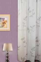 FüggönyFutár Webáruház Törtfehér, természetes hatású batiszt függöny szürke nyomott mintákkal, egyedi méretre, készre varrjuk