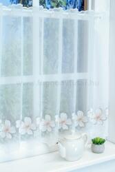 FüggönyFutár Webáruház Szumida - Elefántcsont színű hímzett virágos batiszt vitrázs, egyedi méretre, készre varrjuk