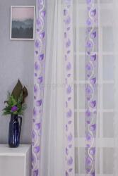 FüggönyFutár Webáruház Lila leveles, szálbeszövéses, nyírt voile függöny organza betéttel, egyedi méretre, készre varrjuk