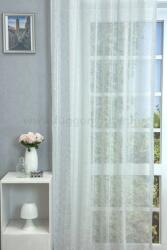 FüggönyFutár Webáruház Reims - Fehér-ezüst csillogó szálbeszövéses lágy esésű sablé függöny, egyedi méretre, készre varrjuk