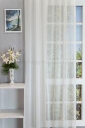 FüggönyFutár Webáruház Lille - Magasfényű organza ecrü színű fényáteresztő függöny, ólomzsinóros, egyedi méretre, készre varrjuk