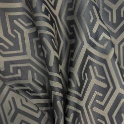 FüggönyFutár Webáruház Lucas - Inox szürke színű, geometrikus mintás, szaténfényű jacquard dekorfüggöny, egyedi méretre, készre varrjuk