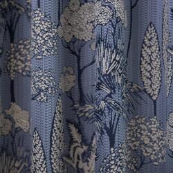 FüggönyFutár Webáruház Artemis - Kék színű növénymintás, jaquard szövött, szaténfényű dekorfüggöny, egyedi méretre, készre varrjuk