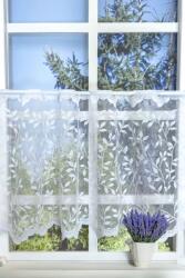 FüggönyFutár Webáruház Amira - Fehér levélmintás vitrázs jacquard függöny, egyedi méretre, készre varrjuk